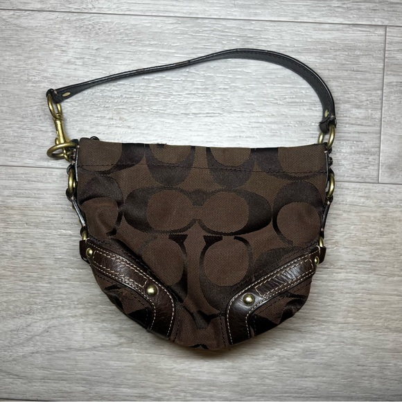 Coach Handbags - Coach Signature Brown Jacquard Mini Hobo Bag Y2K Style